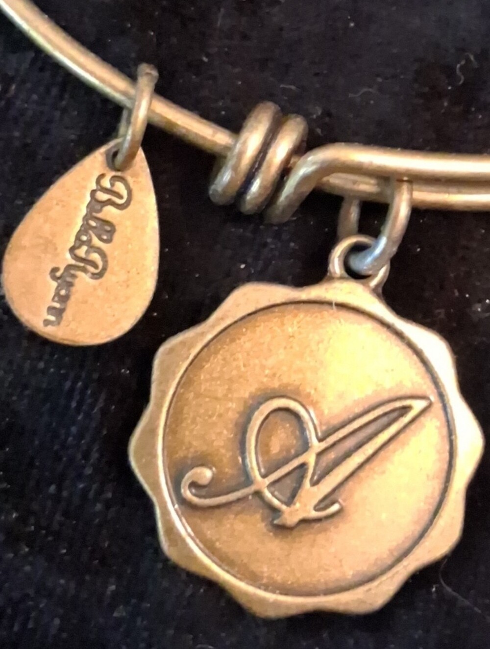 Gold-Tone Initial 'A' Charm Bangle Bracelet